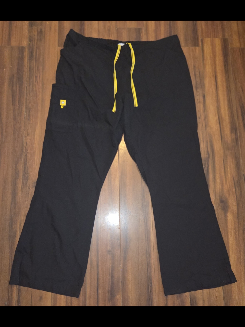 GUC WonderWink Black Scrub Pants with Yellow Drawstring Size 2XL